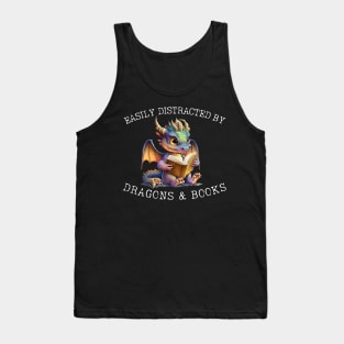 Easily Distracted By Dragons And Books Introvert Shirt Tank Top